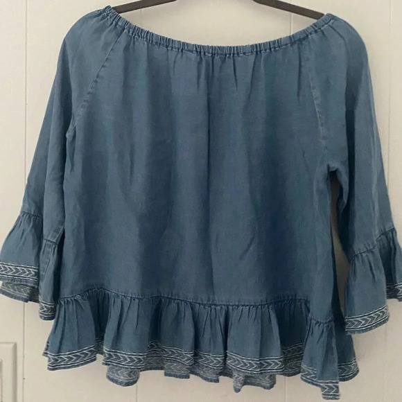 Walter Baker Womens Torrence Large Off The Shoulder Top Blue Chambray - Picture 3 of 7